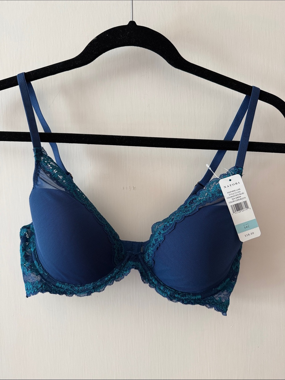 Natori Navy & Teal Lace Underwire T-Shirt Bra